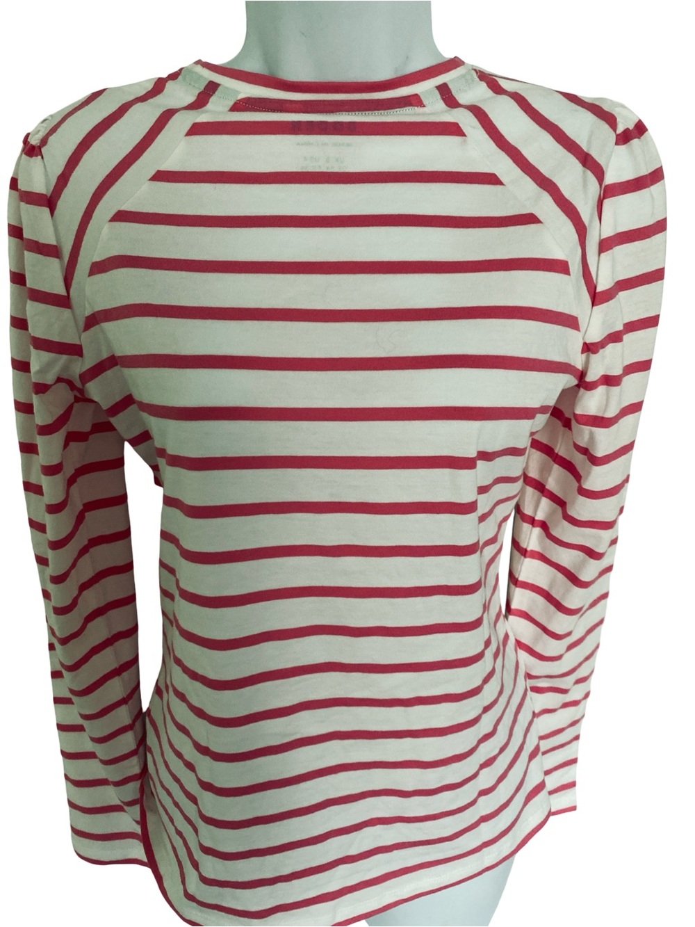 Boden Arabella Pink Striped Long-Sleeve Crewneck Top-S cotton
